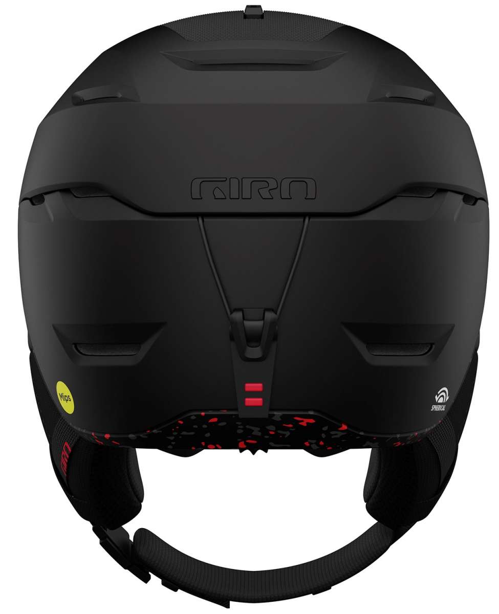 Giro Tor Spherical Helmet 2023 - A matte black helmet with a subtle red logo on the front and a white sticker on the back.
