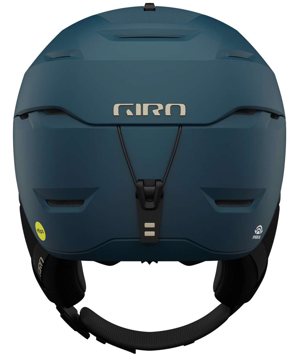 Giro Tor Spherical Helmet 2023 - A matte black helmet with a white logo on the front and a strap that goes under the chin.
