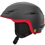 Giro Union MIPS Helmet 2022 - Black helmet with red accents on the brim and chin strap.
