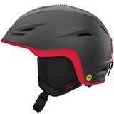 Giro Union MIPS Helmet 2022 - Black helmet with red accents on the brim and chin strap.