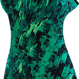 TYR Ladies' Glisade Cutout Fit One-Piece Swimsuit - A green and black one-piece swimsuit with a cutout design on the side, featuring a pattern of abstract shapes.