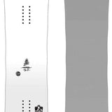 GNU Hyper Snowboard 2024 - A white snowboard with a black logo on top and a black stripe along the bottom edge.
