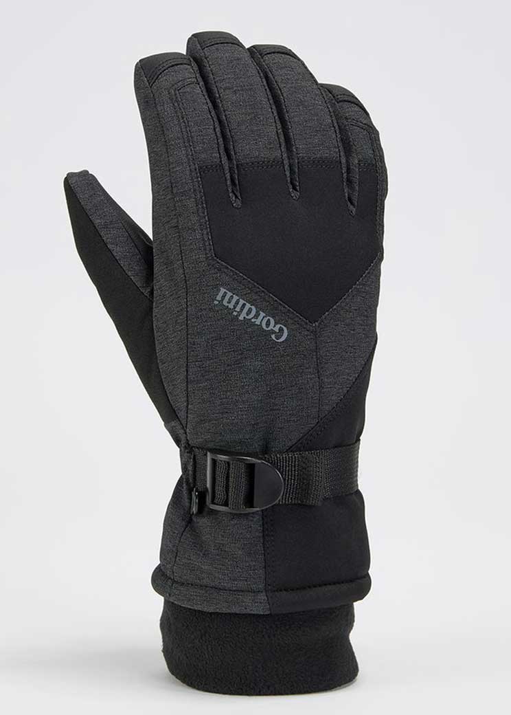 Gordini Ladies Aquabloc Glove 2020-2021 - A black glove with a textured palm and thumb, featuring a strap closure at the wrist.