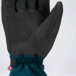 Gordini Cache Gauntlet Glove - A pair of black gloves with a teal-colored cuff and trim, featuring a red logo on the wrist strap.