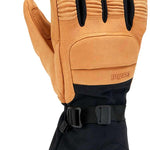 Gordini Cache Gauntlet Glove - A tan glove with a black strap and buckle on the wrist, featuring a textured palm and fingers.