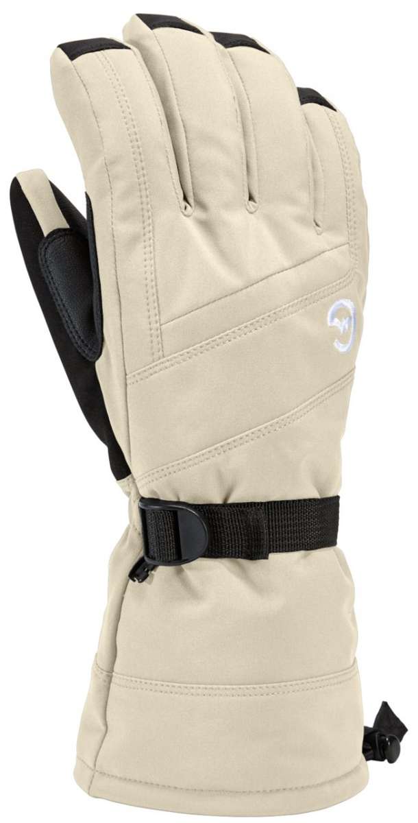 Gordini Women's Fall Line Glove - A pair of gloves with a black palm and cream-colored back, featuring a white logo on the wrist strap.