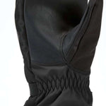 Gordini Women's Stomp Mitt - A pair of black mittens with a textured palm and thumb, featuring a brown logo on the cuff.
