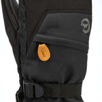 Gordini Women's Stomp Mitt - A black mitt with a brown logo on the wrist strap and a small orange tag near the cuff.