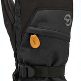 Gordini Women's Stomp Mitt - A black mitt with a brown logo on the wrist strap and a small orange tag near the cuff.