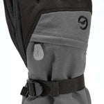 Gordini Stomp Glove - A pair of black gloves with a gray palm and thumb, featuring a distinctive logo on the wrist strap.