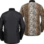 Volcom Women's Reversible Polar Shell Jacket 2020 - A black jacket with a subtle leopard print on one side and solid black on the other.