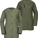 Volcom Jacket Liner Reversible Insulated Jacket 2020 - A dark olive green jacket with a quilted pattern and black snap buttons.
