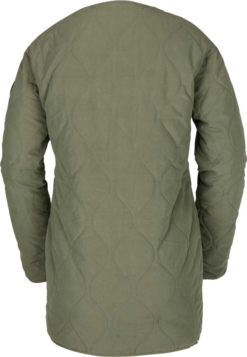 Volcom Jacket Liner - A dark olive green jacket with a diamond pattern quilted design on the back and sleeves.
