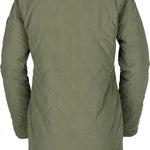 Volcom Jacket Liner - A dark olive green jacket with a diamond pattern quilted design on the back and sleeves.