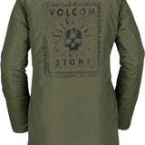 Volcom Jacket Liner - A dark green jacket with a black and white logo on the chest, featuring a skull design.