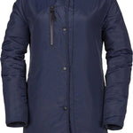 Volcom Jacket Liner - A dark gray jacket with a subtle grid pattern on the back, featuring a zipper and snap buttons down the front.