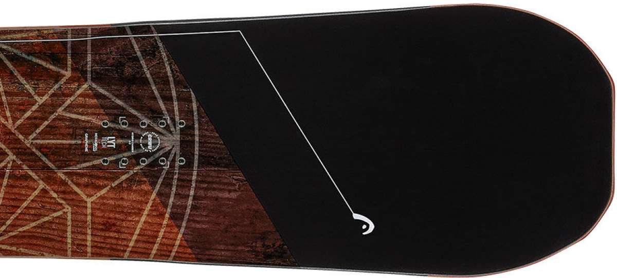 Head Anything Lyt Snowboard 2024 - A brown snowboard with a geometric pattern on top and a black base.