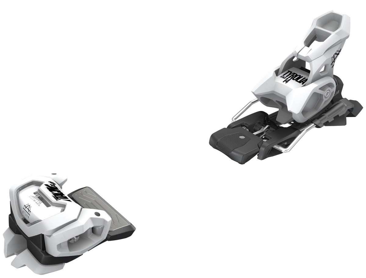 Tyrolia Attack 14 Ski Binding - White plastic binding with black hardware and gray base plate.