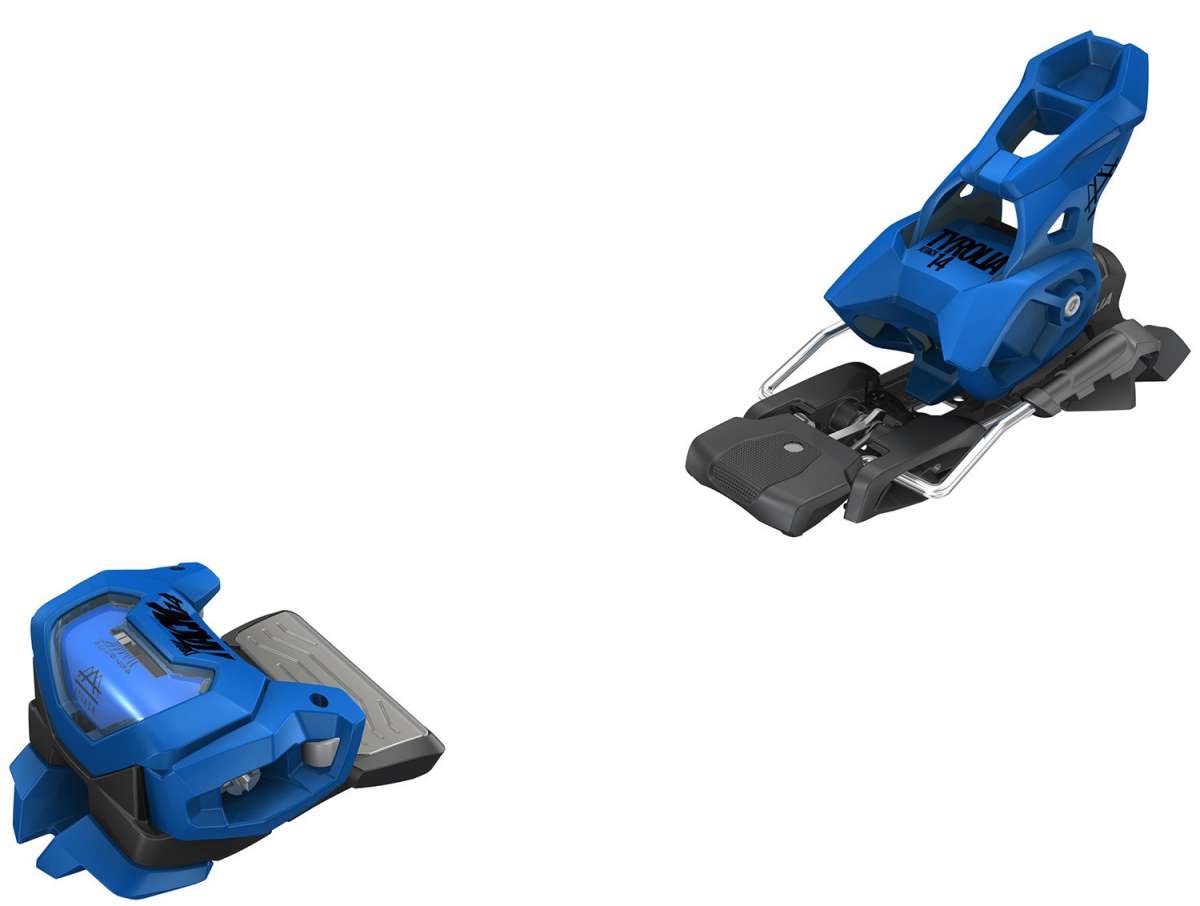 Tyrolia - Attack 14 Ski Binding 2023 is a blue and black binding with silver hardware.