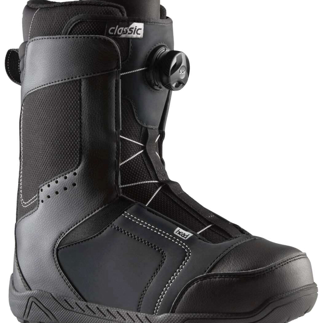 Head Classic LYT BOA Snowboard Boot 2024 - Black snowboard boots with white stitching and a black BOA dial on the side.