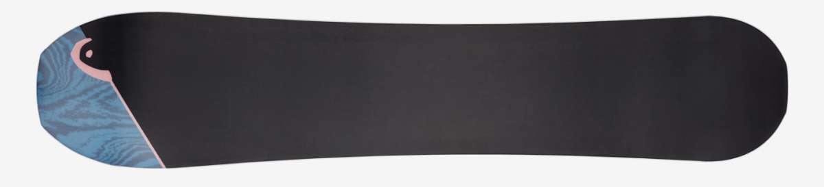 Head Day Lyt Snowboard 2023 - A blue snowboard with a white logo and black bindings on a light gray background.