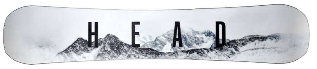 Head Daymaker Snowboard 2024 - A white snowboard with a black logo on top and a black stripe at the bottom.