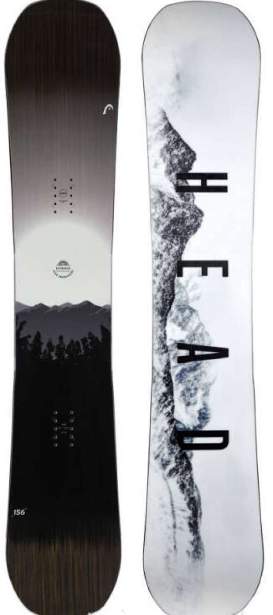 Head Daymaker Snowboard 2024 - A black snowboard with a white logo on top and a white stripe along the bottom edge.