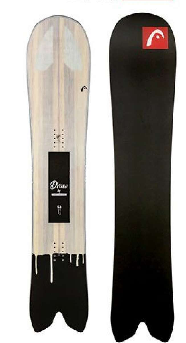 Head Draw Lyt Limited Edition Snowboard 2022 - A snowboard with a light brown wood grain pattern on its top surface and black edges.