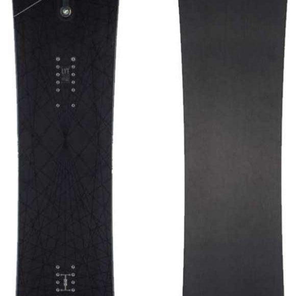 Head E Pulse LYT Snowboard 2023 - A black snowboard with a geometric pattern and white logo on top.