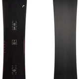 Head E.B.I. Lyt Snowboard 2024 - A black snowboard with a red stripe down the middle and white lettering on top.