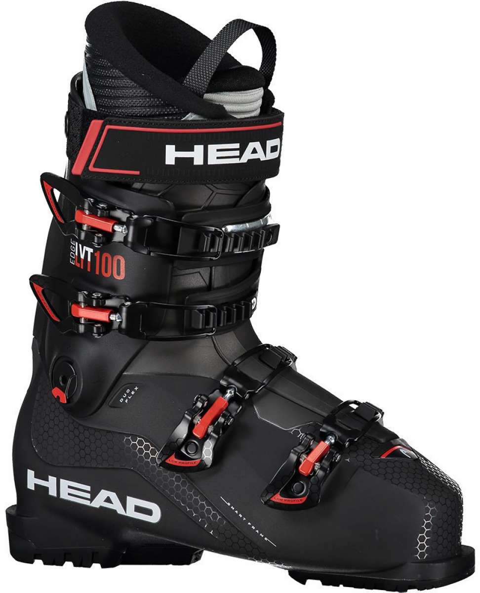 Head Edge Lyt 100 Ski Boot 2023 - Black ski boot with red accents and a textured pattern on the side.