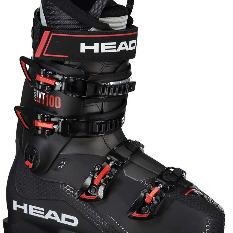 Head Edge Lyt 100 Ski Boot 2023 - Black ski boot with red accents and a textured pattern on the side.