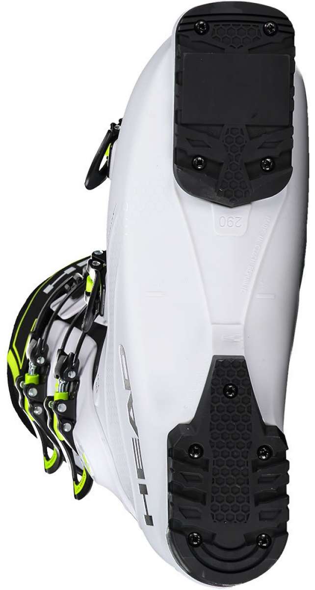 Head Edge Lyt 100 Ski Boot 2023 - A white ski boot with neon green accents and black buckles.