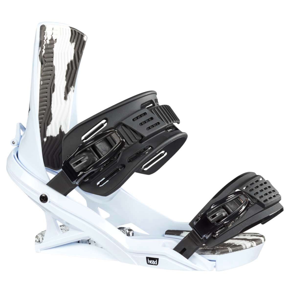 Head FX One LYT Snowboard Binding 2023 - A white snowboard binding with black buckles and a reflective silver strip on the strap.