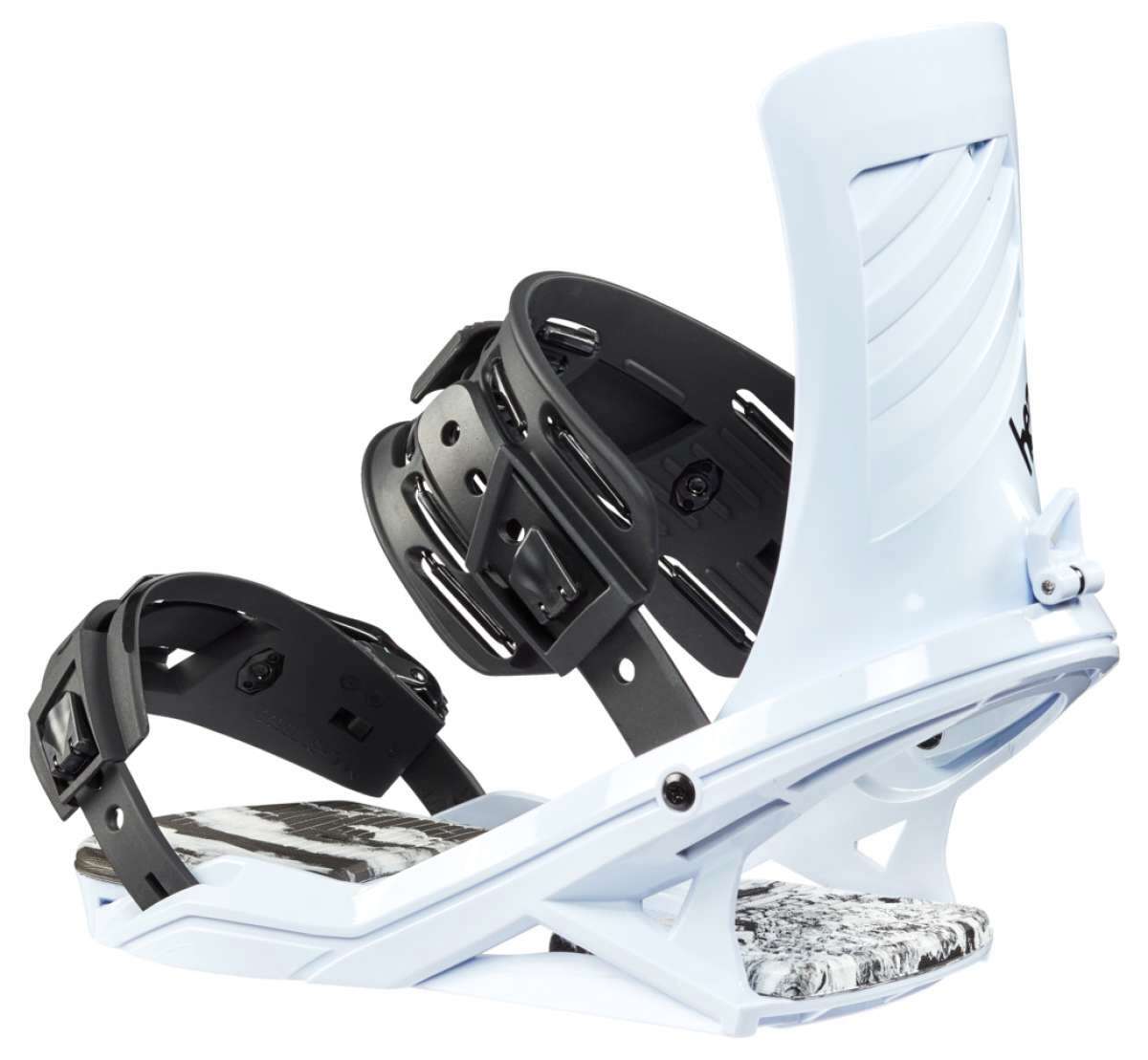 Head FX One LYT Snowboard Binding 2023 - A black and white snowboard binding with a sleek, modern design.