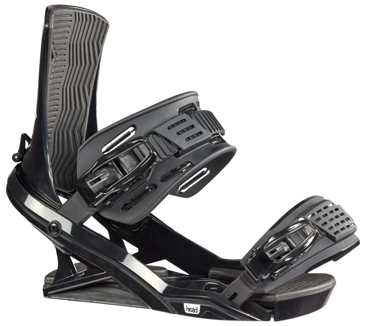 Head FX One LYT Snowboard Binding 2023 - Black snowboard bindings with silver buckles and straps.