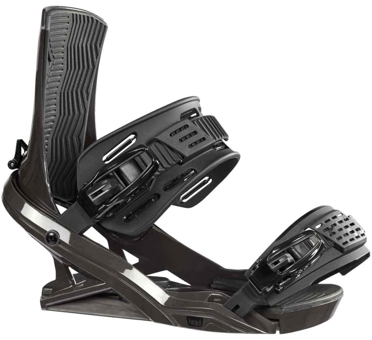 Head FX One LYT Snowboard Binding 2023 - Black snowboard bindings with silver buckles and straps.