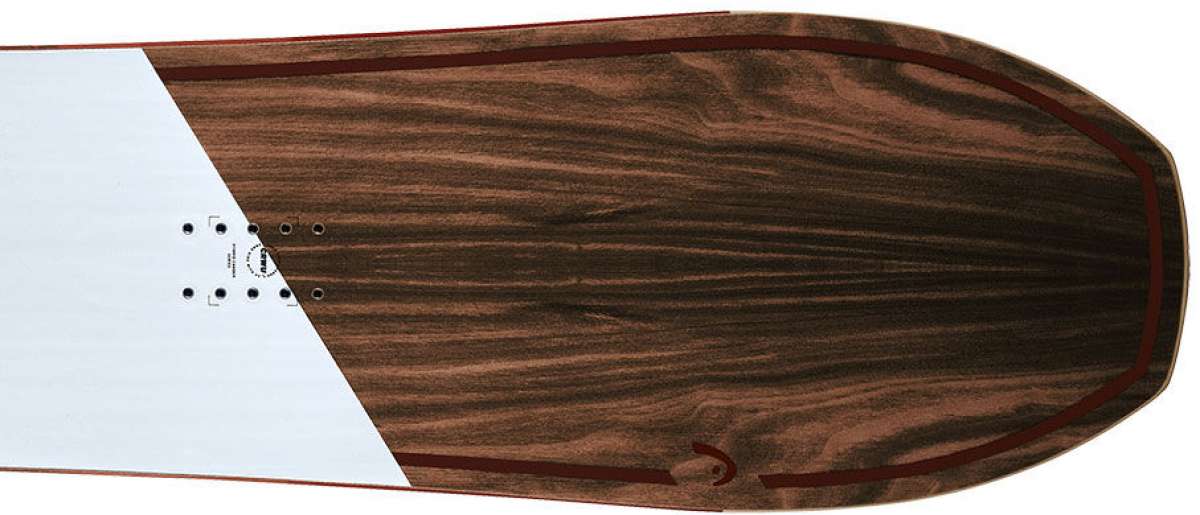 Head Gamechanger Snowboard 2024 - A white snowboard with black text and logos on a brown background.