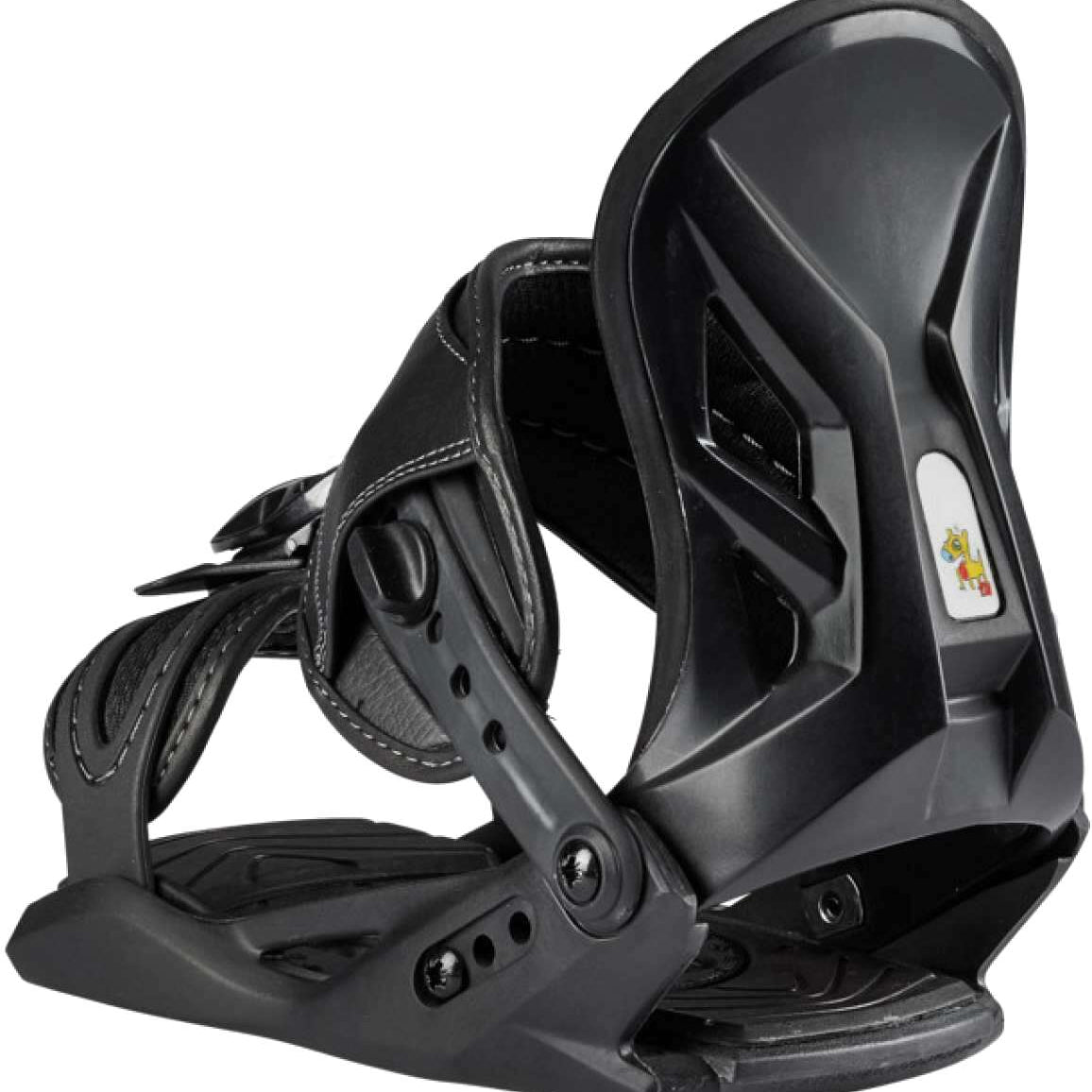 Head Junior's P JR Bindings 2022-2023 - Black bindings with white stitching and a small yellow logo on the highback.
