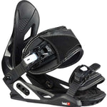 Head Junior's P JR Bindings 2022-2023 - Black bindings with white stitching on straps and black buckles.