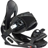 Head Junior's P JR Bindings 2022-2023 - Black bindings with white stitching on straps and black buckles.