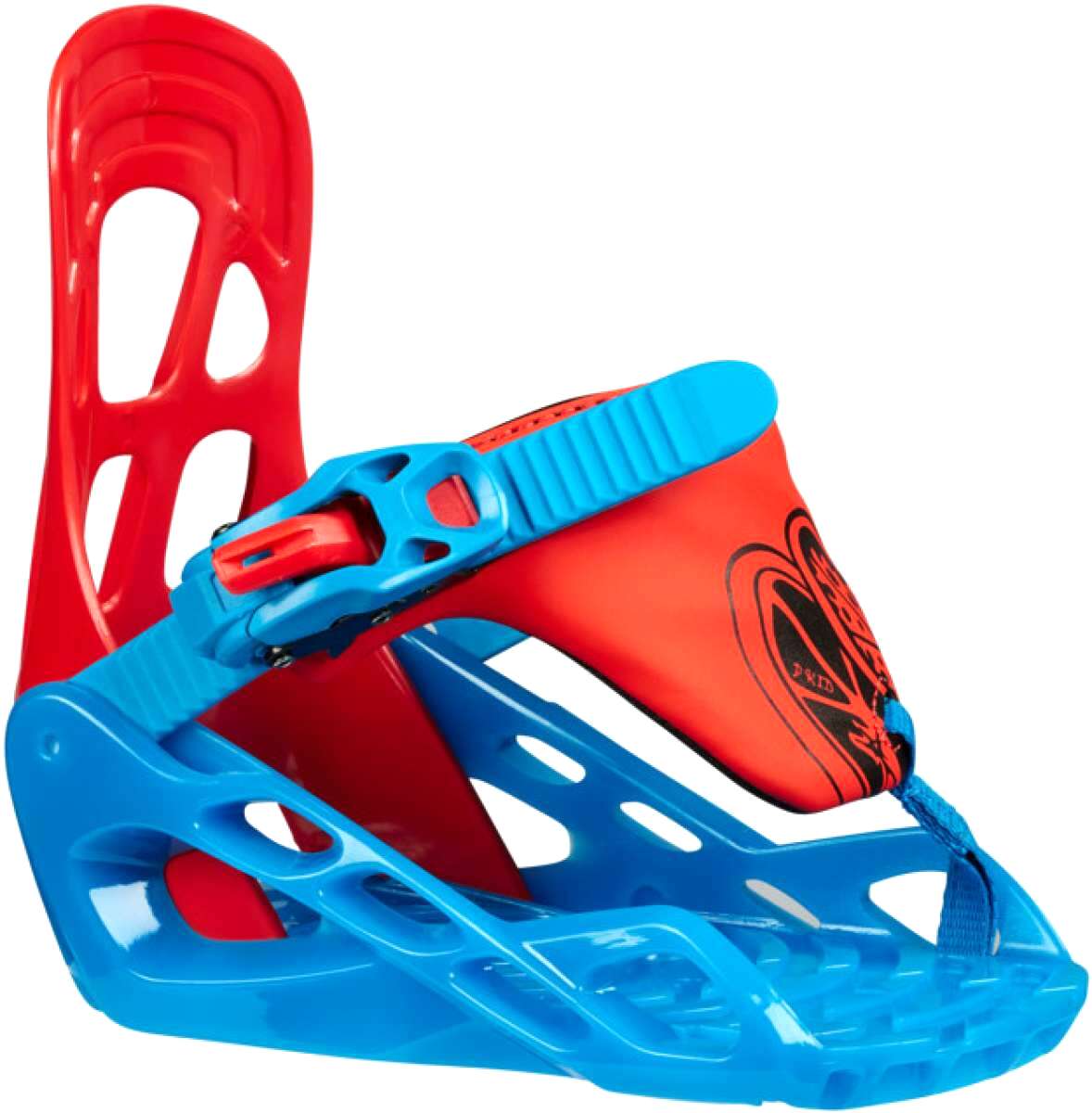 Head Junior P Kid Snowboard Bindings 2023 - A red and blue snowboard binding with a black logo on the strap.