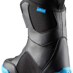 Head Kid Lyt Velcro Snowboard Boots 2024 - Black boots with a blue velcro strap and white speckles on the sole.