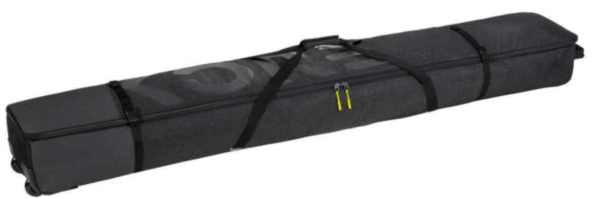Head Kore Double 203cm Ski Bag 2023 - Black ski bag with a zippered top and two black straps on either side.