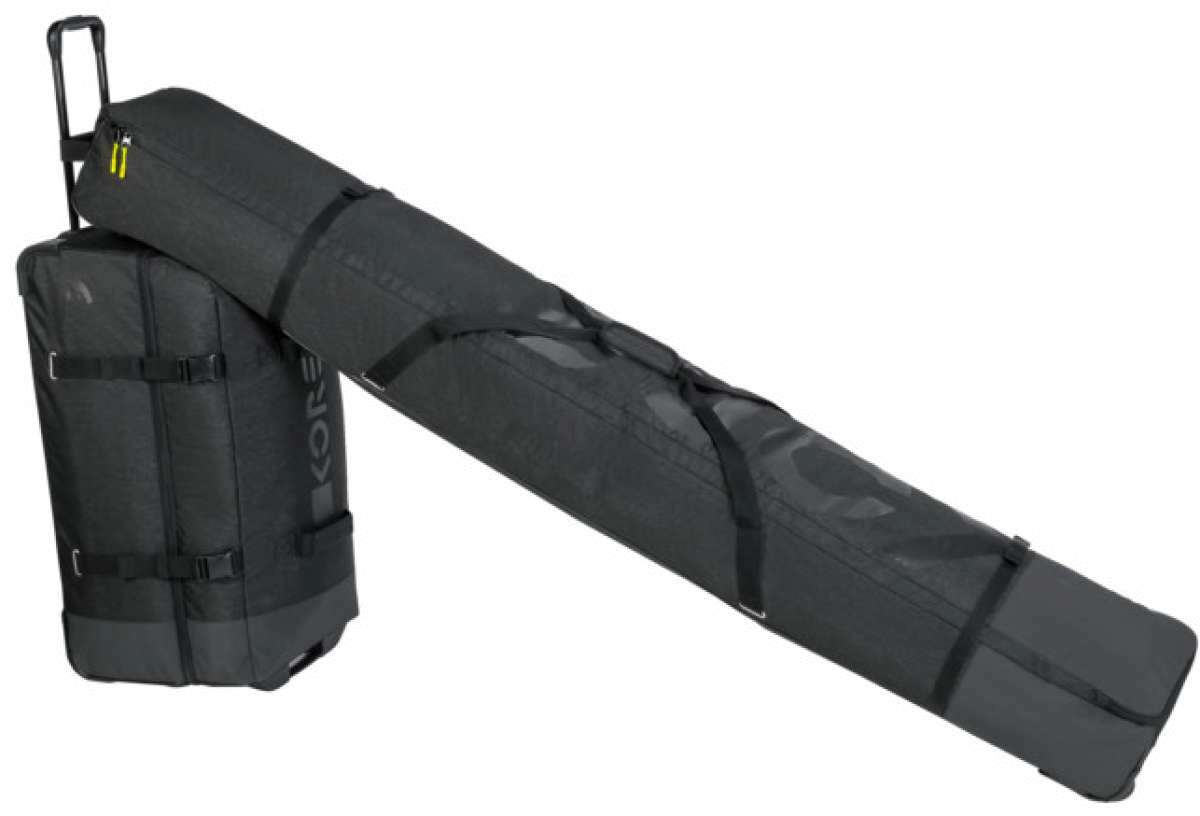 Head Kore Double 203cm Ski Bag 2023 - Black ski bag with a zippered top and two sturdy handles, featuring a sleek design and durable construction.