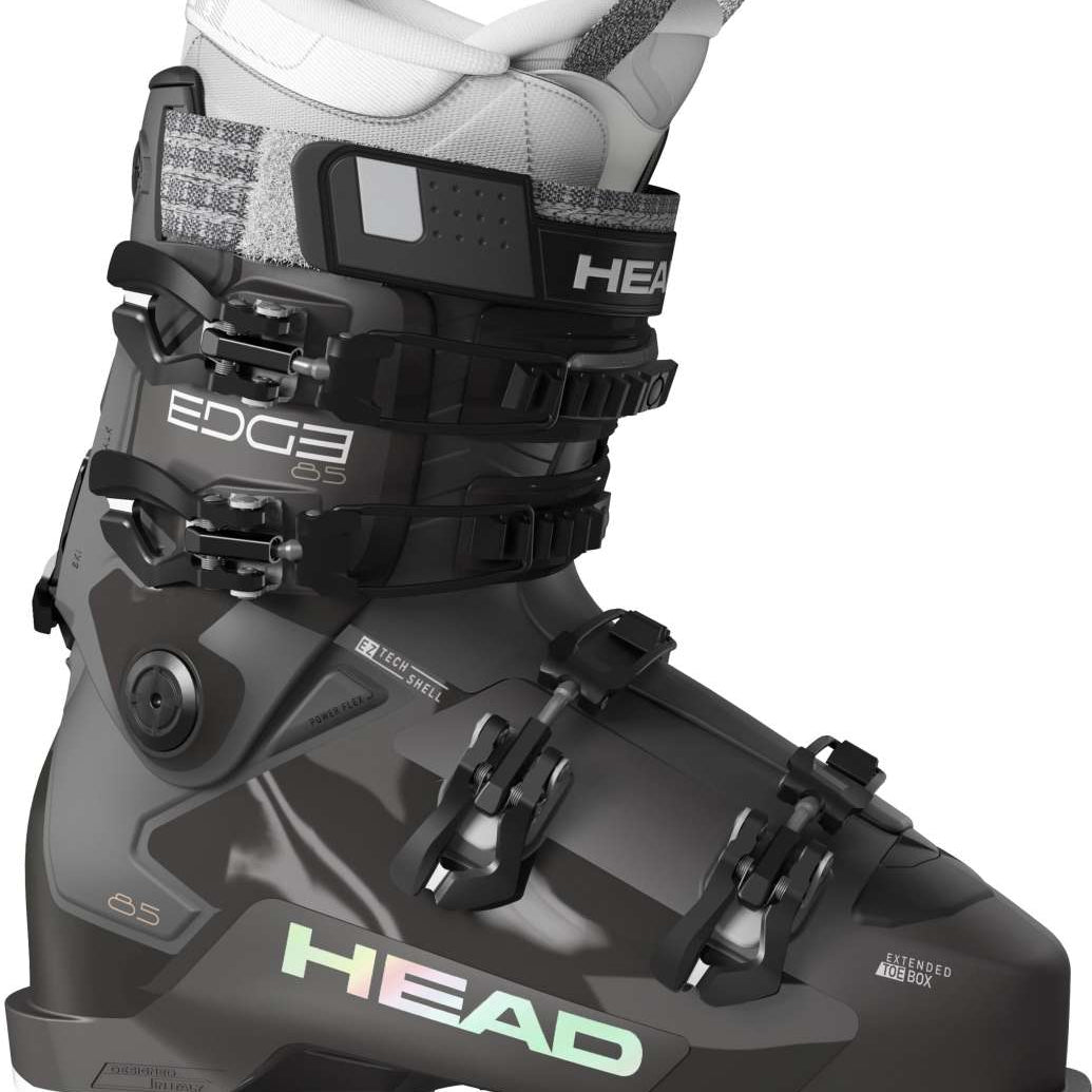 Head Women's Edge 85 HV Ski Boots 2024 - Black ski boot with white logo and text on side.