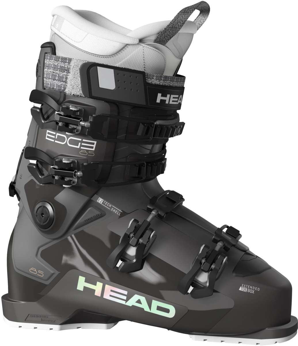 Head Women's Edge 85 HV Ski Boots 2024 - Black ski boot with white logo and text on side.