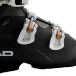 Head Ladies Edge LYT 80 Ski Boot 2023 - A black ski boot with a white logo on the side and silver buckles.