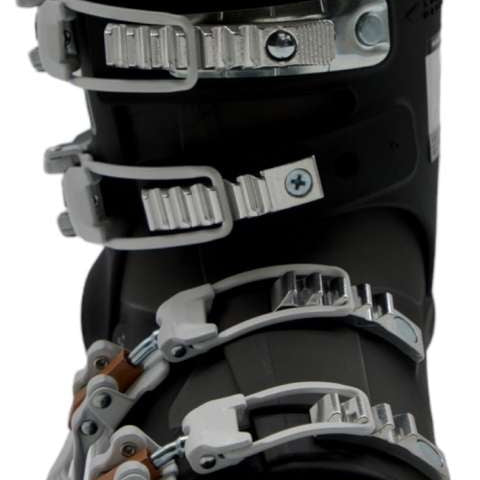 Head Ladies Edge LYT 80 Ski Boot 2023 - A black ski boot with silver buckles and straps.