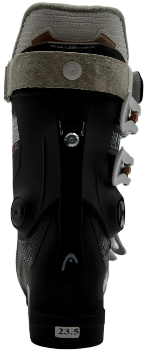 Head Ladies Edge LYT 80 Ski Boot 2023 - Black ski boot with white trim and silver buckles.